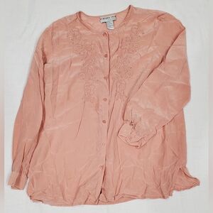 Charming Peach Blouse with Embroidery